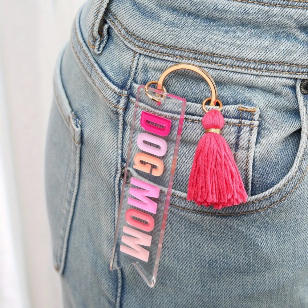 {NEW} Acrylic “DOG MOM” Tassel Keychain